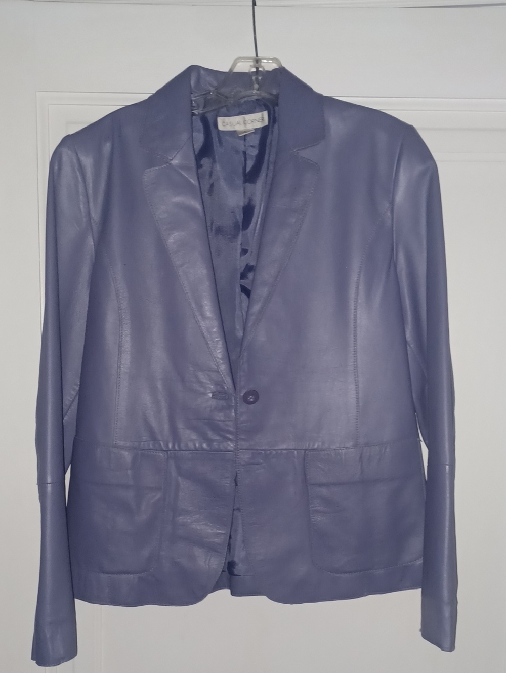 Casual Corner Lavender/Periwinkle Genuine Leather Blazer